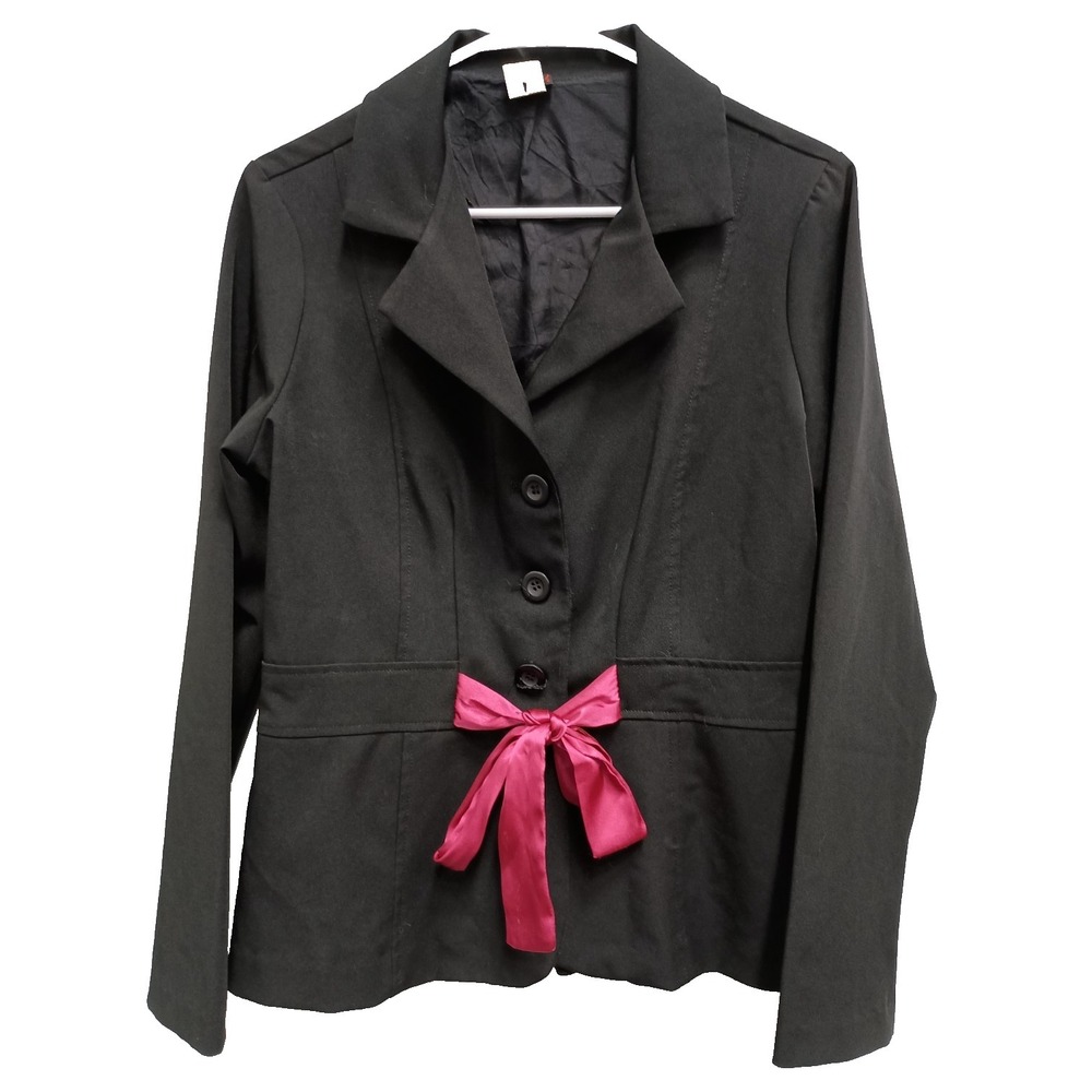 VTG Y2K Studio Y Blazer Jacket Womens Large Black Office Carrier Academia